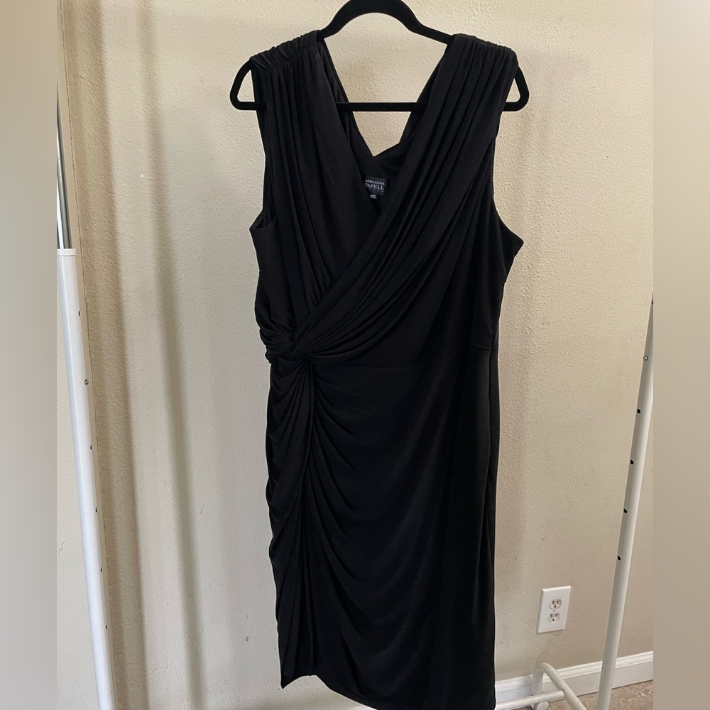 Adrianna Papell Side Knot Black Dress
